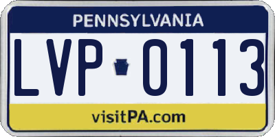 PA license plate LVP0113
