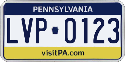 PA license plate LVP0123
