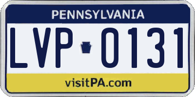 PA license plate LVP0131
