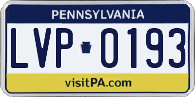PA license plate LVP0193