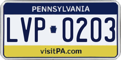 PA license plate LVP0203