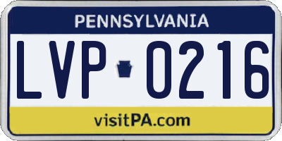 PA license plate LVP0216