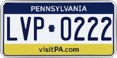 PA license plate LVP0222