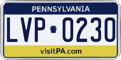 PA license plate LVP0230