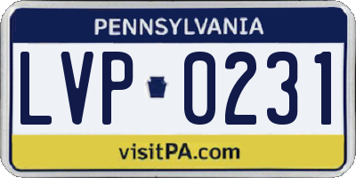 PA license plate LVP0231