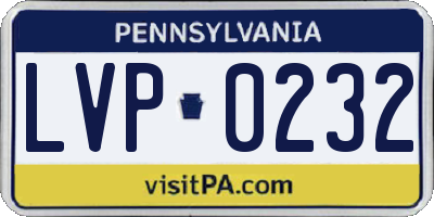 PA license plate LVP0232