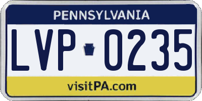 PA license plate LVP0235