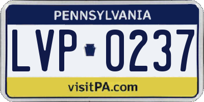 PA license plate LVP0237