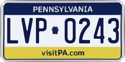 PA license plate LVP0243