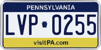 PA license plate LVP0255