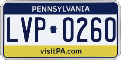 PA license plate LVP0260