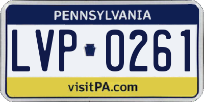 PA license plate LVP0261