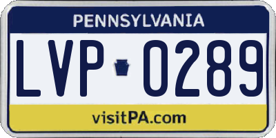 PA license plate LVP0289