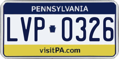 PA license plate LVP0326