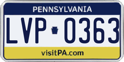 PA license plate LVP0363