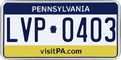 PA license plate LVP0403
