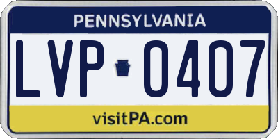PA license plate LVP0407