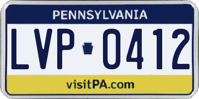 PA license plate LVP0412