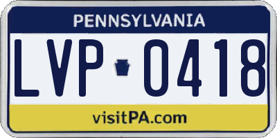 PA license plate LVP0418