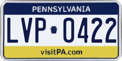 PA license plate LVP0422