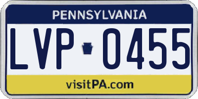 PA license plate LVP0455