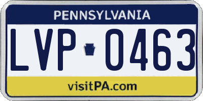 PA license plate LVP0463