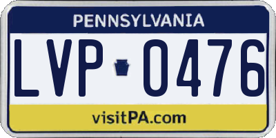PA license plate LVP0476