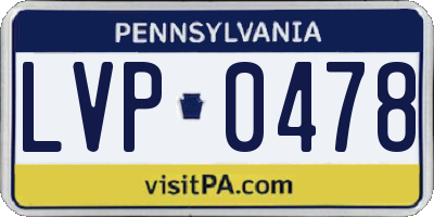 PA license plate LVP0478