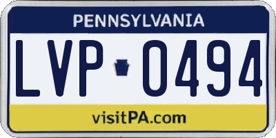 PA license plate LVP0494