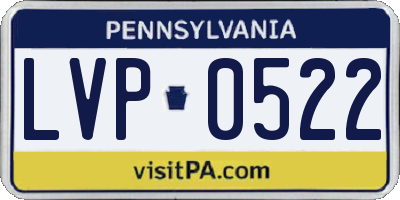 PA license plate LVP0522