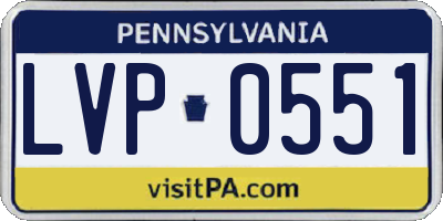 PA license plate LVP0551