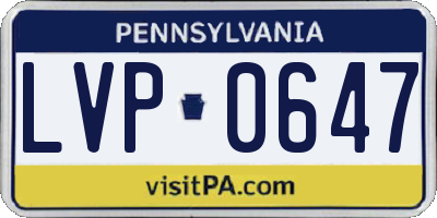 PA license plate LVP0647