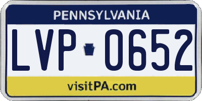 PA license plate LVP0652