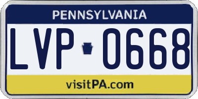 PA license plate LVP0668