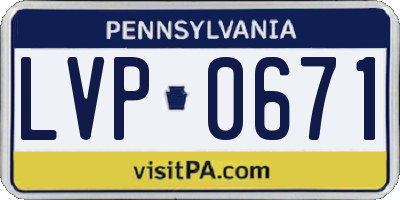 PA license plate LVP0671