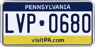 PA license plate LVP0680