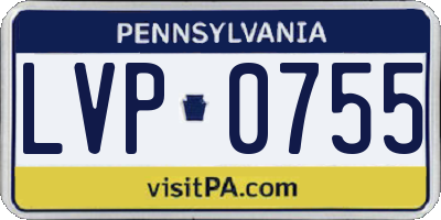 PA license plate LVP0755
