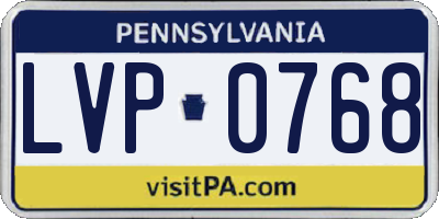 PA license plate LVP0768