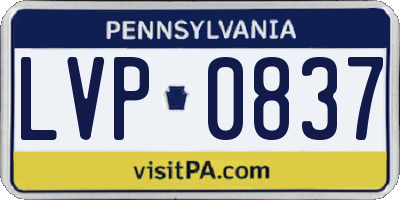 PA license plate LVP0837