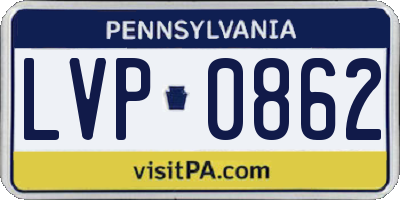 PA license plate LVP0862