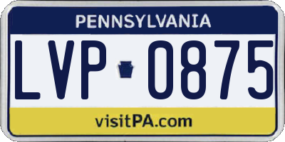 PA license plate LVP0875