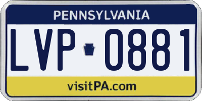 PA license plate LVP0881