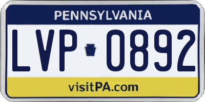 PA license plate LVP0892