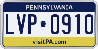 PA license plate LVP0910