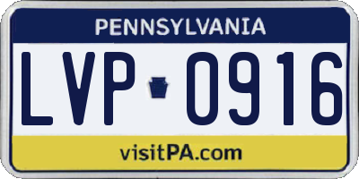 PA license plate LVP0916