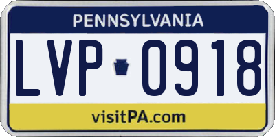 PA license plate LVP0918