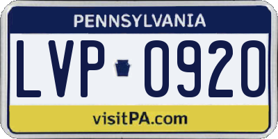 PA license plate LVP0920