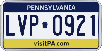 PA license plate LVP0921
