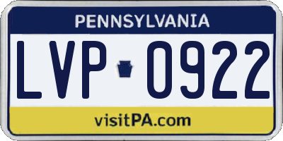 PA license plate LVP0922