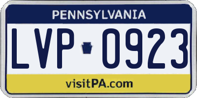 PA license plate LVP0923